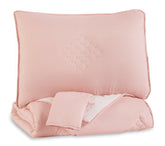 Bay Furniture Gallery - Ashley Furniture - Lexann Full Comforter Set - Full Comforter Set / Pink/White/Gray - Q901003F